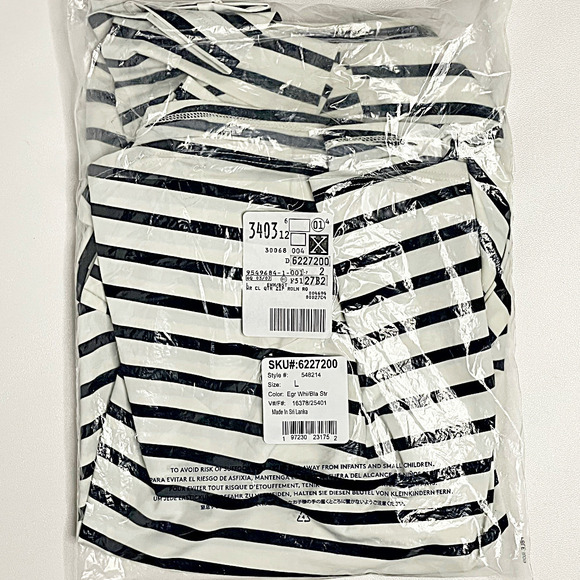 Women’s Mock Neck 1/4 Zip Rash Guard White Black Stripe Size L NWT - Picture 3 of 8